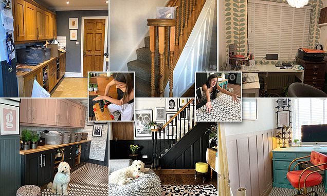 Girl, 12, transforms her family home in seven days for just £50 in between home schooling - and even used a power drill and handsaw (with only a little help from her mum and brother)