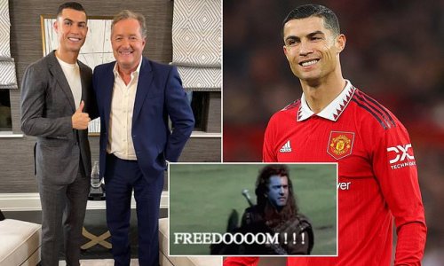 'Free as a bird': Piers Morgan reveals Cristiano Ronaldo's text message, sent moments after his Man United exit was confirmed - kissing goodbye to £16m - after the TV host sent him a 'Freedom!' GIF from Braveheart!