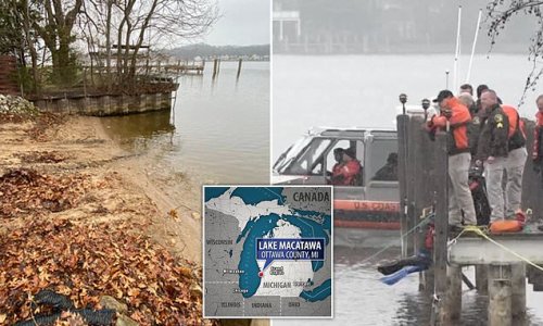 Two sisters, aged 8 and 10, escape from sinking car - but father dies after he accidentally drove into Michigan lake at night: Girls spend seven hours shivering on bank before spotting Christmas tree in house and knocking on door