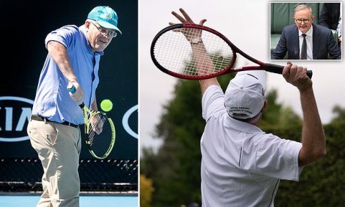 Twitter turns on Anthony Albanese over a photo of PM playing tennis before work - claiming he is turning into 'Scotty from Marketing' with his selfies