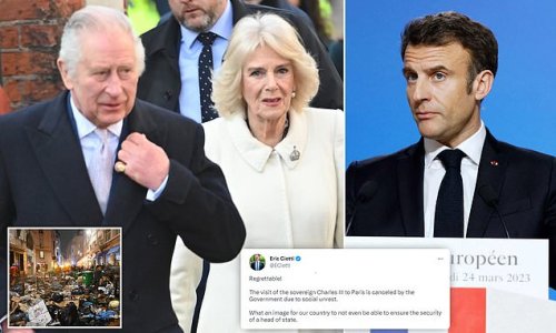 King Charles likes to 'mingle with crowds' so would not be safe in riot-hit Paris, France warns - as Emmanuel Macron says 'common sense and friendship' led to 'detestable' decision to postpone trip