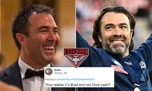 'They realise it's NOT Chris, right?': Essendon appoint Brad Scott as their next head coach with the former North Melbourne boss tasked with transforming beleaguered Bombers... but fans mock the AFL club for hiring the WRONG Scott brother!