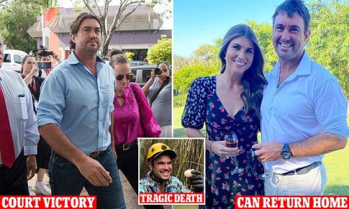 Outback Wrangler star's big win in court: Matt Wright returns home and has his bail conditions eased as he fights to clear his name over helicopter crash that killed his mate