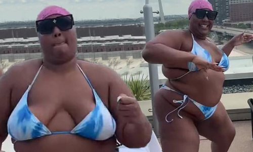 Lizzo Rocks A Skimpy Blue Tie Dye Bikini As She Dances On Her Hotel Balcony Before Hitting The 3812