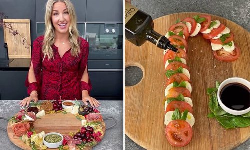 Jules Sebastian shares how to make an incredible Christmas wreath PLATTER - and a delicious caprese salad in the shape of a candy cane