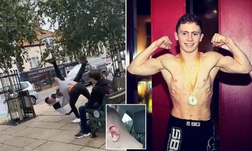 Moment 16-year-old Jiu Jitsu world champion floors ear-biting thug