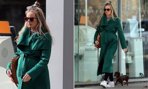 Glowing in green! Pregnant Cressida Bonas dons a chic coat to keep her baby bump warm while stepping out in London