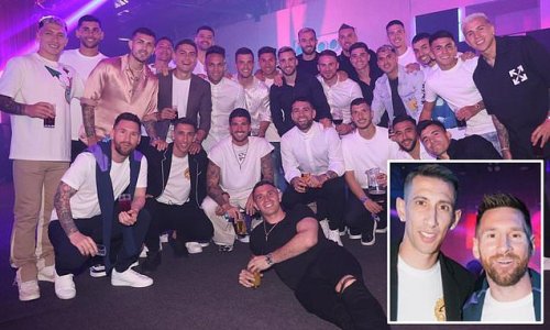 The party never stops! Lionel Messi leads the celebrations as Argentina's World Cup winners enjoy a night out dancing and drinking after reuniting for international duty for the first time since triumph in Qatar