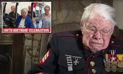 'Our country is going to hell in a hand-basket': WWII veteran celebrating 100th birthday breaks down in TEARS while discussing current state of America