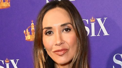 Myleene Klass goes braless in a sexy sheer leopard print dress as she attends a gala performance of Six The Musical at Vaudeville Theatre