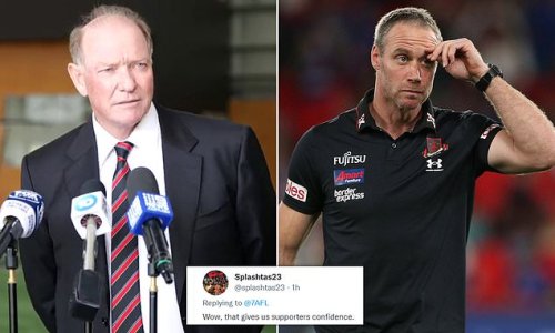 Is this the most cringeworthy footy press conference EVER? New Bombers president David Barham cops it from fans over his disastrous take on Alastair Clarkson and Ben Rutten
