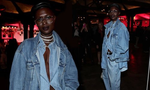 Jodie Turner-Smith shows off her impeccable style in a triple denim ensemble at the New York Film Festival opening night reception