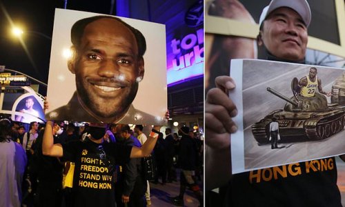 NBA openers BLACKED OUT on Chinese state TV as pro-Hong Kong demonstrators gather in LA and Toronto