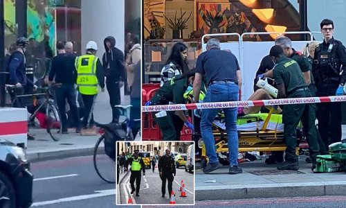 Horrified witnesses to City of London bloodbath saw three 'have-a-go heroes' running past shops shouting 'oi oi' to stop masked gang from snatching worker's phone before they were stabbed - as police scramble to track down attackers