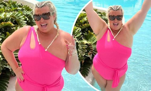 'No filter just having FUN': Gemma Collins wows in neon pink swimsuit as she shares unedited photos from her New Look range