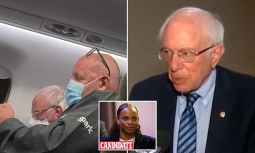 Champagne socialist! Bernie Sanders is snapped flying first class to make speech about 'working class' on campaign trail for woke Pennsylvania rep. who wants to abolish prisons