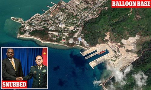 REVEALED: China's secret spy balloon base is located on remote and heavily militarized island - as Beijing officials 'refuse to speak to US defense secretary after balloon was downed'