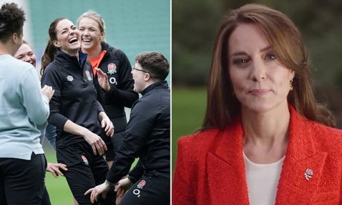 Come on Red Roses! Princess of Wales represents England in Zara blazer and says she'll be 'setting her alarm early' to cheer on women's team in a video message wishing them luck ahead of the Rugby World Cup 2022 in New Zealand