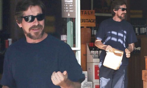 Christian Bale makes a pit stop at the liquor store after returning home from his movie premiere