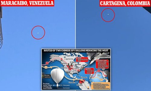Colombia releases more details about second Chinese spy balloon hovering over Latin America as country says it causes 'no threat to national security' but it is reviewing ties with Beijing: Video appears to show it flying above Cartagena