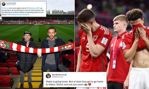 Wrexham FC's Hollywood star owners Ryan Reynolds and Rob McElhenney send messages of support to Wales after they were dumped out of World Cup by England