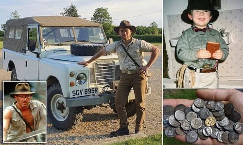 Raider of the lost coins: Detectorist, 30, inspired by Indiana Jones finds £65,000 Roman hoard after studying satellite imagery near his Suffolk home