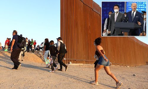 Migrants pour through gaps in border wall with Title 42 set to expire MONDAY: Countdown until surge from Mexico with Biden 8,500 miles away from Rio Grande in Asia