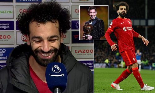 Mohamed Salah laughs after being asked about Ballon d'Or finish