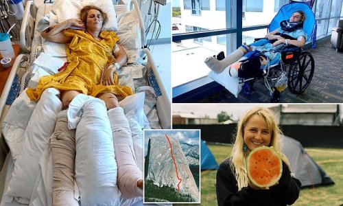 Young female rock climber who plunged 24m off a cliff has her leg amputated and is left with a $1.2million hospital bill