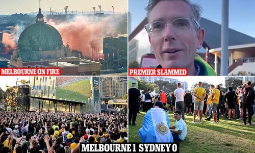 Melbourne wins the battle of the cities as NSW Premier Dominic Perrottet is laughed at for saying Sydney's live sites were better than the green and gold chaos of Federation Square