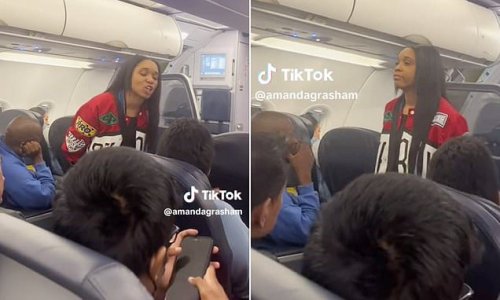 'Drunk' and 'aggressive' woman onboard flight from LA to Las Vegas screams at other passengers as she's ordered off the plane - and then physically removed by cops