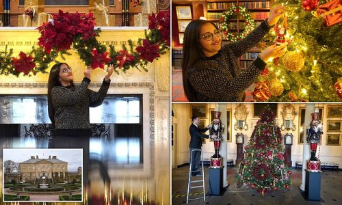 King Charles' butlers get ready for Christmas: Service staff trained by monarch's foundation prepare the candles, lights and decorations at Dumfries House