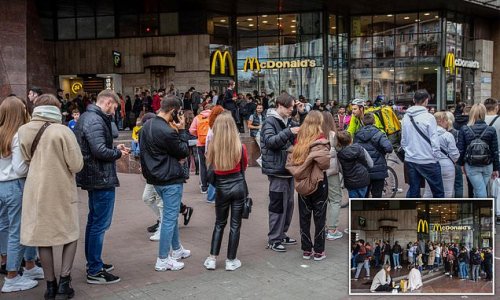 McChicken Kyiv, anyone? Hungry Ukrainians queue at McDonald's restaurants as fast-food chain reopens branches in war-torn country seven months after Putin's invasion