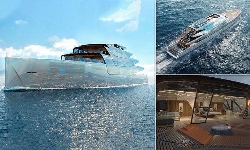 A way for the superrich to travel in secrecy: Designer shares concept for 'invisible' 290ft superyacht made out of mirrored glass to reflect the sky and sea