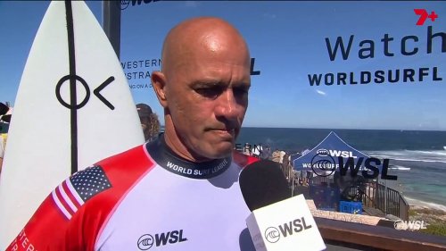 Surf legend Kelly Slater chokes back tears at end of incredible career