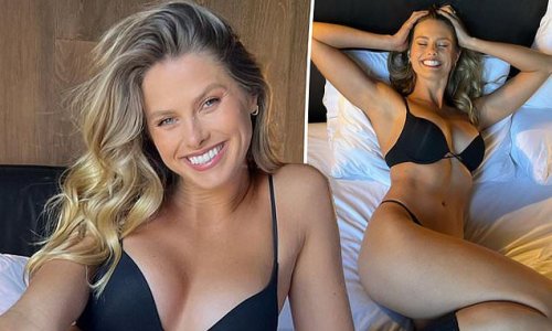 She's her own best advertisement! Bikini model Natalie Roser shows off her incredible abs and long legs in lingerie from her own range