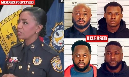 Memphis top cop admits Tyre Nichols was NOT driving recklessly and warns fatal beating was 'worse than Rodney King' - as four of five cops charged are released on bond: Violent protest fears as bodycam footage is released TODAY
