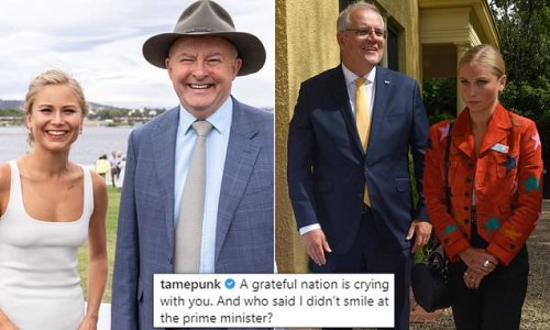 Grace Tame takes a final shot at Scott Morrison as she celebrates Anthony Albanese's election victory: 'A grateful nation is crying with you'