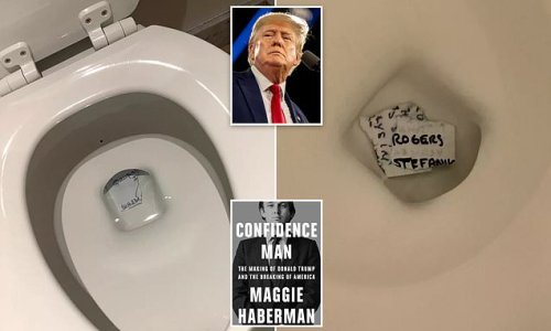 Pictures of torn-up paper notes in bowls of TWO of Trump's toilets emerge in WH correspondent Maggie Haberman's new book after he denied flushing Oval Office docs: Donald says pics are 'fabricated'