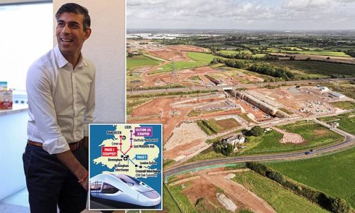 Rishi Sunak is 'alarmed' by escalating HS2 price tag amid fears cost of running London to Manchester route could exceed £100BILLION - as opposition grows to axing major northern leg of rail line