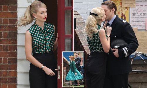Pop Larkin’s daughter and the love-cheat policeman (who’s played by Pop’s real-life son!): Natalie Mitson's Pauline Jackson kisses Barney Walsh’s PC Harness on the set of the ITV drama - much to the dismay of Primrose