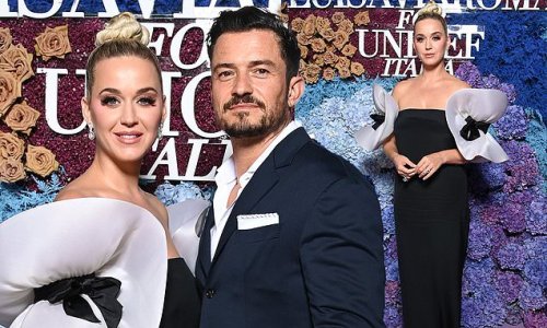 Katy Perry looks elegant in black gown with dramatic ruffle sleeves