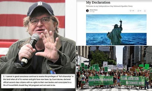 Michael Moore says he won't accept 'privileges of full citizenship' until Roe v. Wade is reinstated and ALL Republicans are booted from office in anti-American July 4 post