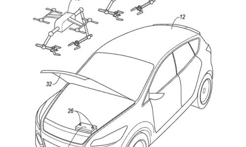 A little help from up above! Ford patents system that sends rescue DRONES to jumpstart dead car batteries - and the UAVs even lift the hood
