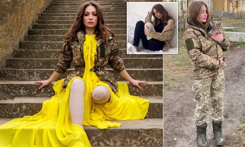 'I was holding my knee and realised I had no lower leg': The teenage beauty, 19, who escaped death 'by seconds' after her military vehicle was shelled on the Ukraine front line - but whose miraculous recovery has become a symbol of defiance for her country