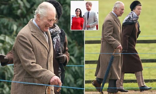 King Charles is joined by Princess Anne as they attend a church service in Sandringham - as it's revealed the monarch WANTS Prince Harry to attend his Coronation