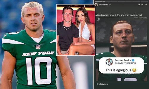 Jets wide receiver Braxton Berrios claims his avatar in the new Madden game is 'egregious' as fans joke he looks like a 'Soprano's reject'... and even his girlfriend quips she has been catfished!