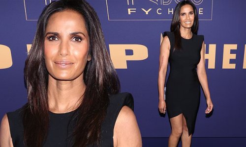 Padma Lakshmi slips toned physique into a little black dress at the NBCU FYC House Top Chef event in Hollywood