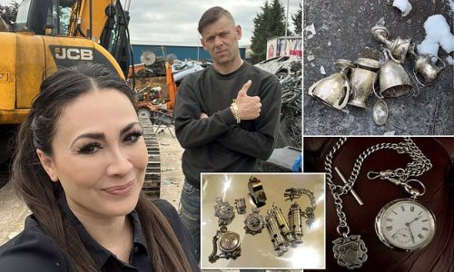 Edwardian pocket watch, solid silver trophies and a 19th Century military blade: Couple who run a scrapyard reveal the most unusual (and valuable) items they find searching through the rubbish