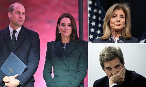 Caroline Kennedy and John Kerry both FAIL to show up to William and Kate's Earthshot event in Boston amid embarrassing race row in the UK - as their first American trip in eight years gets off to inauspicious start